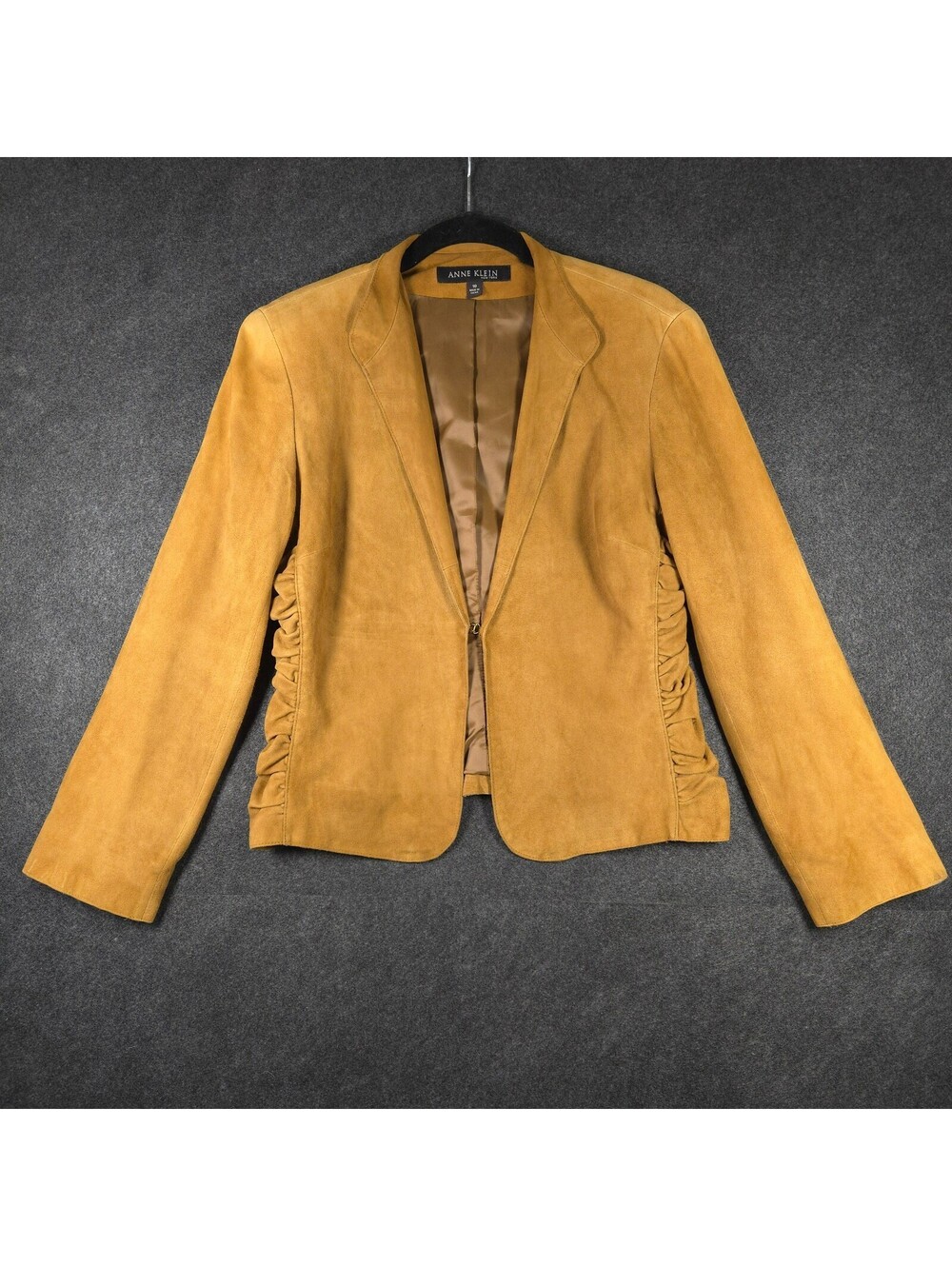 Vintage Anne Klein Suede Blazer Femme Size 10 Ruched Sides Academia Stunning